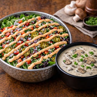 Half Spicy Green Thumb Salad, And Soup